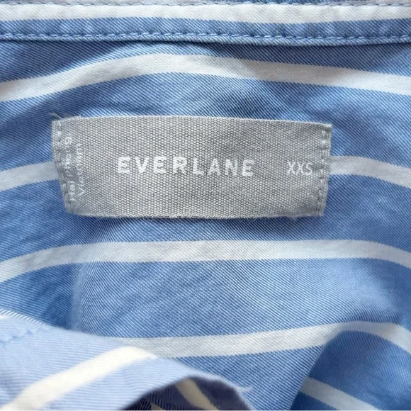 Everlane The Way-Short Striped Shirt XXS Silky Cotton Mariner Blue - Picture 6 of 8